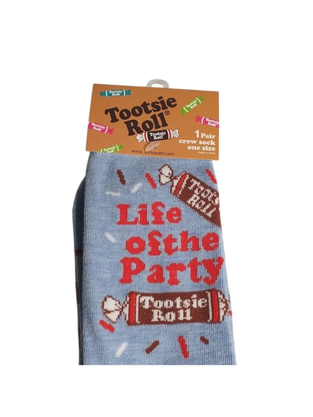 Tootsie Roll Crew Socks Life Of Party Blue Sprinkles Fun Novelty One Size Unisex